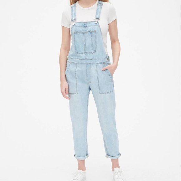Gap Relaxed Denim Overalls, Light Indigo, S - Picture 1 of 9
